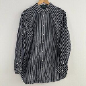 Lauren Ralph Lauren XL Black White Striped Button Down Shirt 100% Cotton